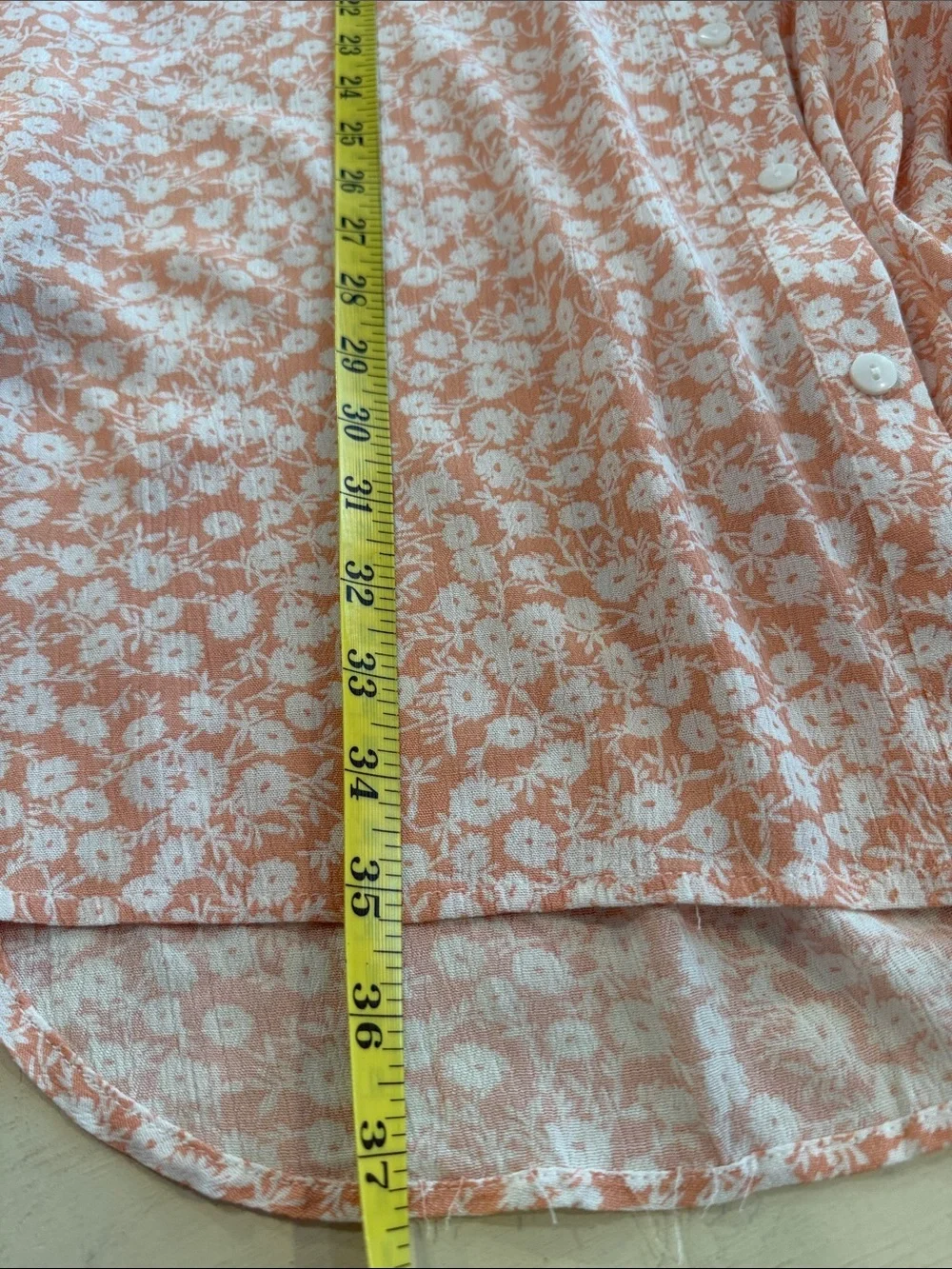 NWT-Lost + Wander Floral Button Front Mini Shirt Dress XS/S NWT Peach Whte Rayon - Picture 13 of 13